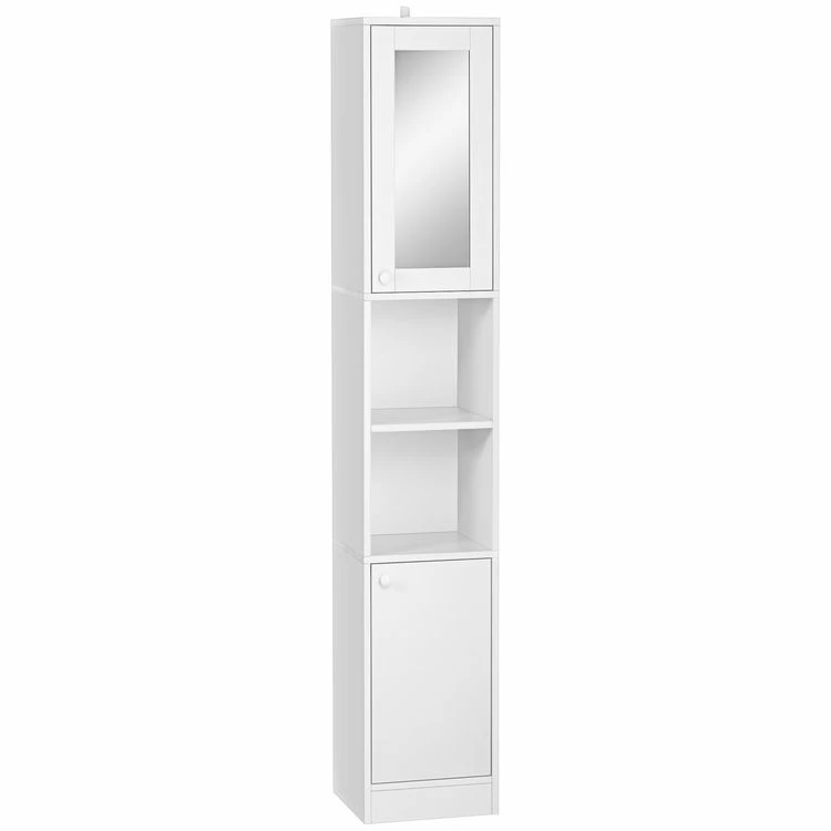 KLEANKIN Meuble Colonne De Salle De Bain 2 Portes Avec étagères Réglables 2 Niches Miroir Panneaux Particules Blanc 1 KLEANKIN Meuble Colonne De Salle De Bain 2 Portes Avec étagères Réglables 2 Niches Miroir Panneaux Particules Blanc