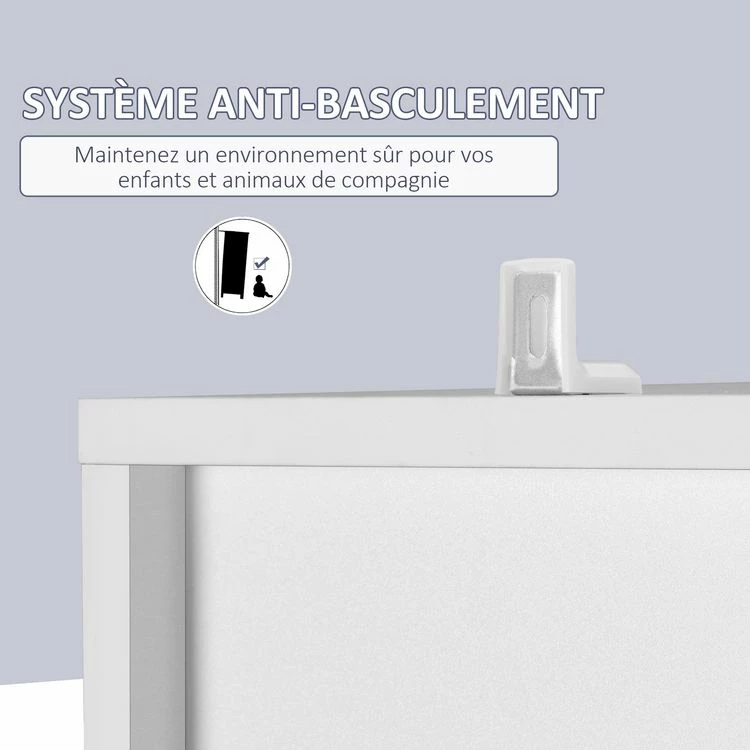 KLEANKIN Meuble Colonne De Salle De Bain 2 Portes Avec étagères Réglables 2 Niches Miroir Panneaux Particules Blanc 6 KLEANKIN Meuble Colonne De Salle De Bain 2 Portes Avec étagères Réglables 2 Niches Miroir Panneaux Particules Blanc – Image 6