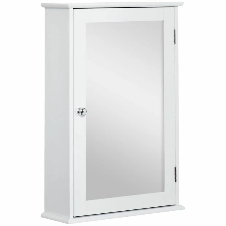 KLEANKIN Armoire Murale De Salle De Bain Avec Miroir - Armoire à Glace - Placard De Rangement Toilettes - 1 Porte, 2 étagères - Verre MDF Blanc 1 KLEANKIN Armoire Murale De Salle De Bain Avec Miroir - Armoire à Glace - Placard De Rangement Toilettes - 1 Porte, 2 étagères - Verre MDF Blanc