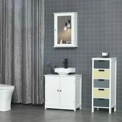 KLEANKIN Armoire Murale De Salle De Bain Avec Miroir - Armoire à Glace - Placard De Rangement Toilettes - 1 Porte, 2 étagères - Verre MDF Blanc 9 KLEANKIN Armoire Murale De Salle De Bain Avec Miroir - Armoire à Glace - Placard De Rangement Toilettes - 1 Porte, 2 étagères - Verre MDF Blanc -Paris Prix boutique B2CD 1562