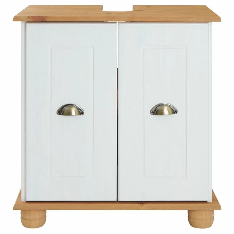 IDIMEX Meuble Sous Lavabo COLMAR Meuble De Rangement Salle De Bain, Meuble Sous Vasque Avec 2 Portes, En Pin Massif Lasuré Blanc Et Brun 2 IDIMEX Meuble Sous Lavabo COLMAR Meuble De Rangement Salle De Bain, Meuble Sous Vasque Avec 2 Portes, En Pin Massif Lasuré Blanc Et Brun – Image 2