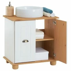 IDIMEX Meuble Sous Lavabo COLMAR Meuble De Rangement Salle De Bain, Meuble Sous Vasque Avec 2 Portes, En Pin Massif Lasuré Blanc Et Brun 7 IDIMEX Meuble Sous Lavabo COLMAR Meuble De Rangement Salle De Bain, Meuble Sous Vasque Avec 2 Portes, En Pin Massif Lasuré Blanc Et Brun -Paris Prix boutique B2CD 1577