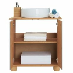IDIMEX Meuble Sous Lavabo COLMAR Meuble De Rangement Salle De Bain, Meuble Sous Vasque Avec 2 Portes, En Pin Massif Lasuré Blanc Et Brun 8 IDIMEX Meuble Sous Lavabo COLMAR Meuble De Rangement Salle De Bain, Meuble Sous Vasque Avec 2 Portes, En Pin Massif Lasuré Blanc Et Brun -Paris Prix boutique B2CD 1578