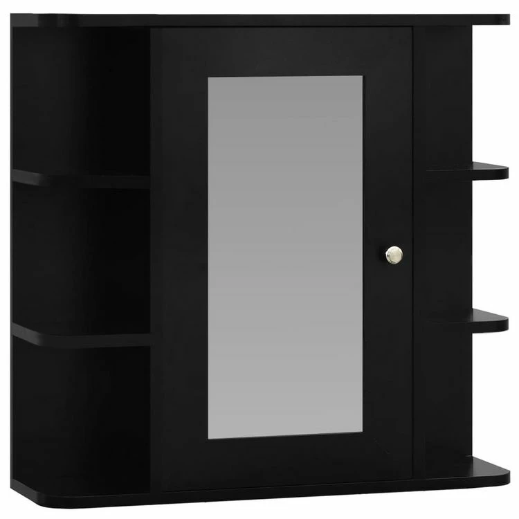 VIDAXL Armoire A Miroir De Salle De Bain Noir 66x17x63 Cm MDF 2 VIDAXL Armoire A Miroir De Salle De Bain Noir 66x17x63 Cm MDF – Image 2