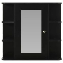 VIDAXL Armoire A Miroir De Salle De Bain Noir 66x17x63 Cm MDF 9 VIDAXL Armoire A Miroir De Salle De Bain Noir 66x17x63 Cm MDF -Paris Prix boutique B2CD 1583