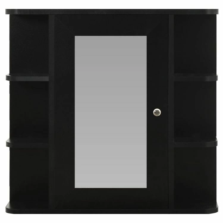 VIDAXL Armoire A Miroir De Salle De Bain Noir 66x17x63 Cm MDF 4 VIDAXL Armoire A Miroir De Salle De Bain Noir 66x17x63 Cm MDF – Image 4