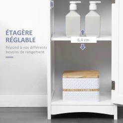 KLEANKIN Meuble Colonne Salle De Bain - 3 Niches, Placard Porte étagère, Tiroir - MDF Blanc Gris 9 KLEANKIN Meuble Colonne Salle De Bain - 3 Niches, Placard Porte étagère, Tiroir - MDF Blanc Gris -Paris Prix boutique B2CD 1595