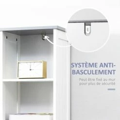 KLEANKIN Meuble Colonne Salle De Bain - 3 Niches, Placard Porte étagère, Tiroir - MDF Blanc Gris 11 KLEANKIN Meuble Colonne Salle De Bain - 3 Niches, Placard Porte étagère, Tiroir - MDF Blanc Gris -Paris Prix boutique B2CD 1597