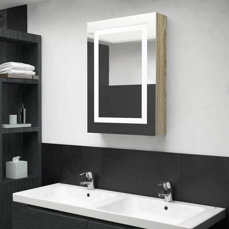 VIDAXL Armoire De Salle De Bain A Miroir LED Chene 50x13x70 Cm 1 VIDAXL Armoire De Salle De Bain A Miroir LED Chene 50x13x70 Cm