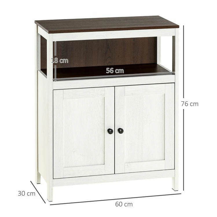 KLEANKIN Meuble Bas Salle De Bain Style Cosy Dim. 60L X 30l X 76H Cm 2 Portes 2 étagères Plateau Aspect Bois Blanc Effet Vieilli 3 KLEANKIN Meuble Bas Salle De Bain Style Cosy Dim. 60L X 30l X 76H Cm 2 Portes 2 étagères Plateau Aspect Bois Blanc Effet Vieilli – Image 3