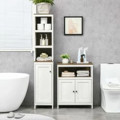 KLEANKIN Meuble Bas Salle De Bain Style Cosy Dim. 60L X 30l X 76H Cm 2 Portes 2 étagères Plateau Aspect Bois Blanc Effet Vieilli 9 KLEANKIN Meuble Bas Salle De Bain Style Cosy Dim. 60L X 30l X 76H Cm 2 Portes 2 étagères Plateau Aspect Bois Blanc Effet Vieilli -Paris Prix boutique B2CD 1601