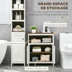 KLEANKIN Meuble Bas Salle De Bain Style Cosy Dim. 60L X 30l X 76H Cm 2 Portes 2 étagères Plateau Aspect Bois Blanc Effet Vieilli 10 KLEANKIN Meuble Bas Salle De Bain Style Cosy Dim. 60L X 30l X 76H Cm 2 Portes 2 étagères Plateau Aspect Bois Blanc Effet Vieilli -Paris Prix boutique B2CD 1602