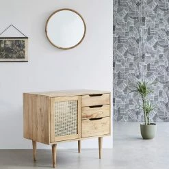 BOIS DESSUS BOIS DESSOUS Meuble Sous Vasque En Mindi Massif Et Cannage 85 Cm -Paris Prix boutique B2CD 1606