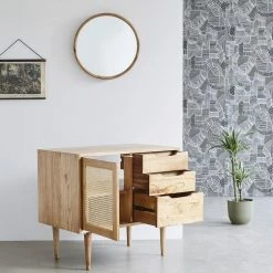 BOIS DESSUS BOIS DESSOUS Meuble Sous Vasque En Mindi Massif Et Cannage 85 Cm -Paris Prix boutique B2CD 1607