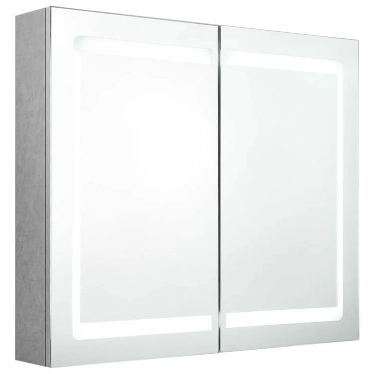 VIDAXL Armoire De Salle De Bain A Miroir LED Gris Beton 80x12x68 Cm 2 VIDAXL Armoire De Salle De Bain A Miroir LED Gris Beton 80x12x68 Cm – Image 2