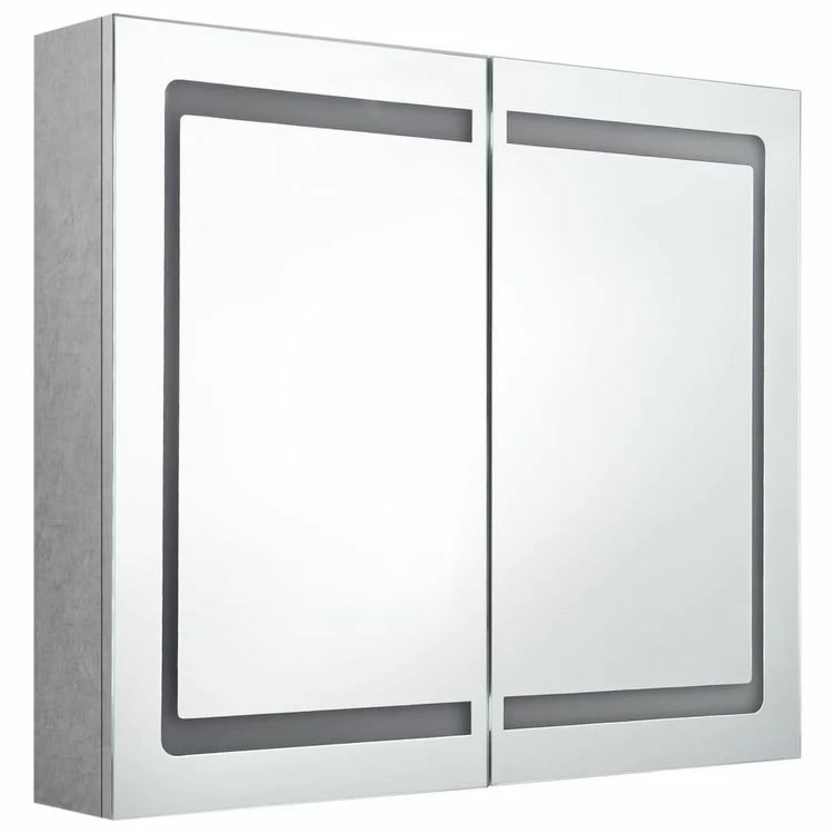 VIDAXL Armoire De Salle De Bain A Miroir LED Gris Beton 80x12x68 Cm 3 VIDAXL Armoire De Salle De Bain A Miroir LED Gris Beton 80x12x68 Cm – Image 3