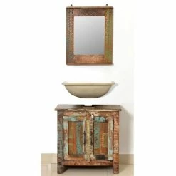VIDAXL Ensemble Meuble Sous Vasque Et Miroir En Bois Massif Recycle 8 VIDAXL Ensemble Meuble Sous Vasque Et Miroir En Bois Massif Recycle -Paris Prix boutique B2CD 162
