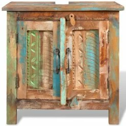 VIDAXL Ensemble Meuble Sous Vasque Et Miroir En Bois Massif Recycle 9 VIDAXL Ensemble Meuble Sous Vasque Et Miroir En Bois Massif Recycle -Paris Prix boutique B2CD 163