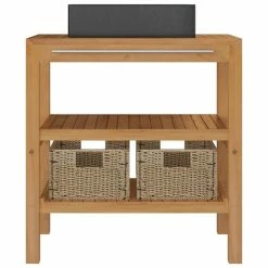 VIDAXL Armoire De Toilette Teck Solide Avec Lavabo En Marbre Noir 8 VIDAXL Armoire De Toilette Teck Solide Avec Lavabo En Marbre Noir -Paris Prix boutique B2CD 1669