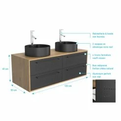 Aurlane Meuble De Salle De Bain Caisson 4 Tiroirs + 2 Vasques Rondes - UBY 120cm 7 Aurlane Meuble De Salle De Bain Caisson 4 Tiroirs + 2 Vasques Rondes - UBY 120cm -Paris Prix boutique B2CD 1682