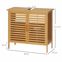 KLEANKIN Meuble Sous-vasque 2 Portes à Lattes - Dim. 66L X 29l X 61,5H Cm - Bois De Bambou Verni 8 KLEANKIN Meuble Sous-vasque 2 Portes à Lattes - Dim. 66L X 29l X 61,5H Cm - Bois De Bambou Verni -Paris Prix boutique B2CD 1732