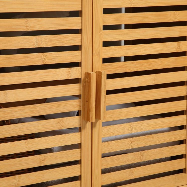 KLEANKIN Meuble Sous-vasque 2 Portes à Lattes - Dim. 66L X 29l X 61,5H Cm - Bois De Bambou Verni 5 KLEANKIN Meuble Sous-vasque 2 Portes à Lattes - Dim. 66L X 29l X 61,5H Cm - Bois De Bambou Verni – Image 5