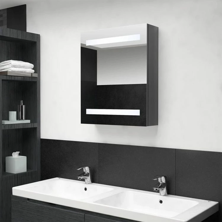 VIDAXL Armoire De Salle De Bain A Miroir LED Gris Brillant 50x14x60 Cm 1 VIDAXL Armoire De Salle De Bain A Miroir LED Gris Brillant 50x14x60 Cm