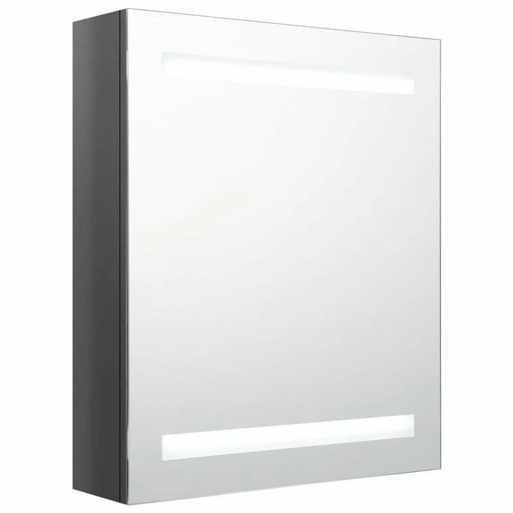 VIDAXL Armoire De Salle De Bain A Miroir LED Gris Brillant 50x14x60 Cm 2 VIDAXL Armoire De Salle De Bain A Miroir LED Gris Brillant 50x14x60 Cm – Image 2