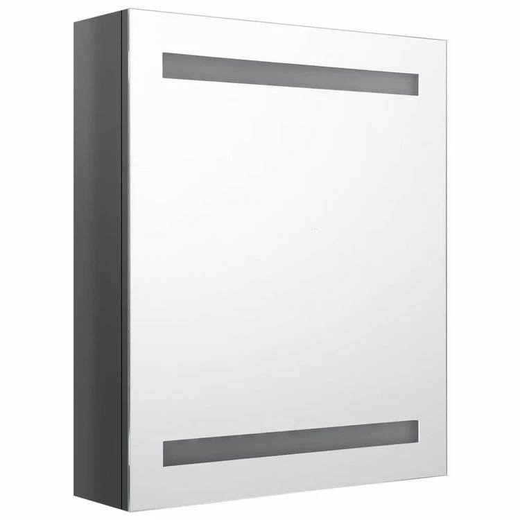 VIDAXL Armoire De Salle De Bain A Miroir LED Gris Brillant 50x14x60 Cm 3 VIDAXL Armoire De Salle De Bain A Miroir LED Gris Brillant 50x14x60 Cm – Image 3