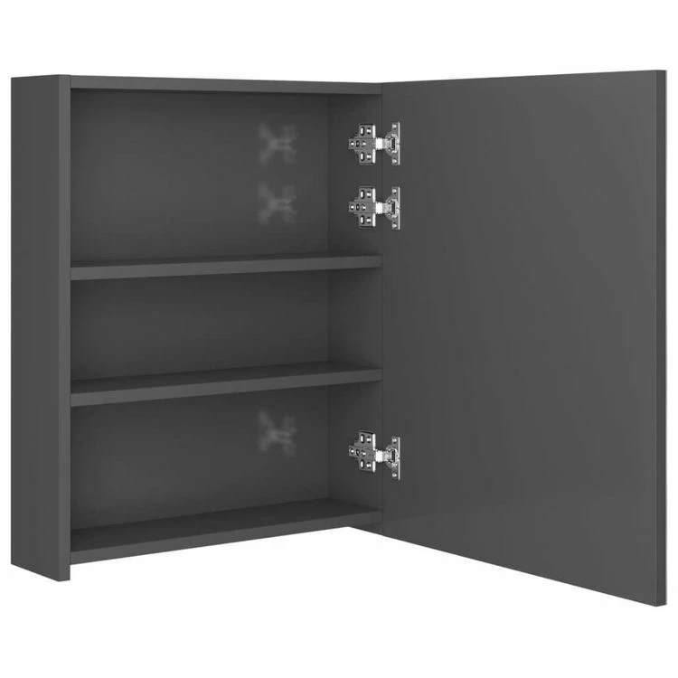 VIDAXL Armoire De Salle De Bain A Miroir LED Gris Brillant 50x14x60 Cm 6 VIDAXL Armoire De Salle De Bain A Miroir LED Gris Brillant 50x14x60 Cm – Image 6