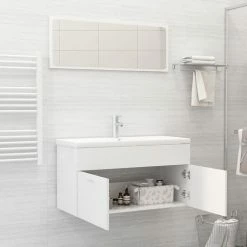 VIDAXL Ensemble De Meubles De Salle De Bain Blanc Agglomere 8 VIDAXL Ensemble De Meubles De Salle De Bain Blanc Agglomere -Paris Prix boutique B2CD 1754