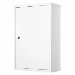 KLEANKIN Armoire à Pharmacie 2 étagères 3 Niveaux Verrouillable Dim. 40L X 18l X 60H Cm 2 Clés Métal Blanc