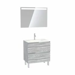 Aurlane Pack Meuble De Salle De Bain 80x50 Cm Chêne Gris-blanc + Vasque Verre Blanc + Miroir LED 80x60 7 Aurlane Pack Meuble De Salle De Bain 80x50 Cm Chêne Gris-blanc + Vasque Verre Blanc + Miroir LED 80x60 -Paris Prix boutique B2CD 1790