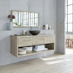 BOIS DESSUS BOIS DESSOUS Meuble Sous Vasque En Hévéa Massif Suspendu 150 Cm