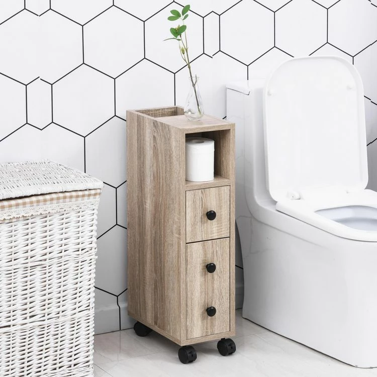 KLEANKIN Support Papier Toilette - Porte-papier Toilette - Armoire Pour Papier Toilette - 3 Niveaux + Sortie Papier Panneaux Aspect Chêne Clair 2 KLEANKIN Support Papier Toilette - Porte-papier Toilette - Armoire Pour Papier Toilette - 3 Niveaux + Sortie Papier Panneaux Aspect Chêne Clair – Image 2