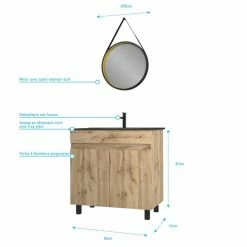 Aurlane Pack Meuble SDB 80cm Sur Pieds 2 Portes Chene_Vasque Noire + Miroir Barber - TIMBER 80_Pack24 8 Aurlane Pack Meuble SDB 80cm Sur Pieds 2 Portes Chene_Vasque Noire + Miroir Barber - TIMBER 80_Pack24 -Paris Prix boutique B2CD 1865