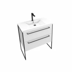 Aurlane Meuble De Salle De Bain 80x50cm Blanc - 2 Tiroirs - Vasque Resine Blanche - Pieds Et Poignées 7 Aurlane Meuble De Salle De Bain 80x50cm Blanc - 2 Tiroirs - Vasque Resine Blanche - Pieds Et Poignées -Paris Prix boutique B2CD 1886