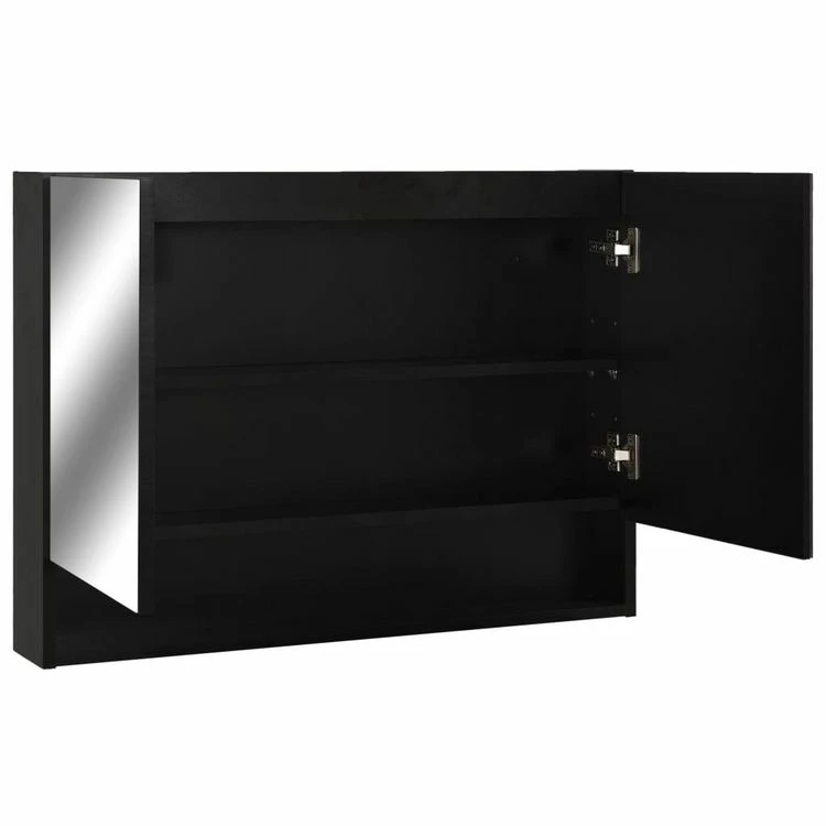 VIDAXL Armoire A Miroir De Salle De Bain LED Noir 80x15x60 Cm MDF 4 VIDAXL Armoire A Miroir De Salle De Bain LED Noir 80x15x60 Cm MDF – Image 4