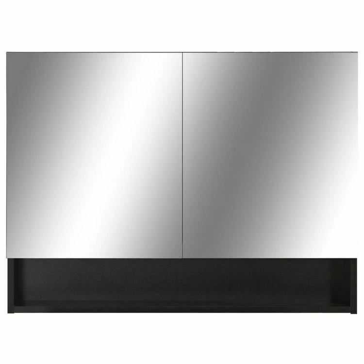 VIDAXL Armoire A Miroir De Salle De Bain LED Noir 80x15x60 Cm MDF 5 VIDAXL Armoire A Miroir De Salle De Bain LED Noir 80x15x60 Cm MDF – Image 5