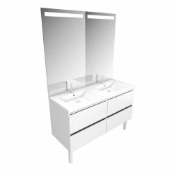 Aurlane Meuble Salle De Bain 130 Cm Blanc - Avec Tiroirs - Double Vasque Et Miroir - MERELY WHITE 130 7 Aurlane Meuble Salle De Bain 130 Cm Blanc - Avec Tiroirs - Double Vasque Et Miroir - MERELY WHITE 130 -Paris Prix boutique B2CD 1953