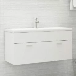 VIDAXL Armoire D'evier Avec Lavabo Integre Blanc Agglomere