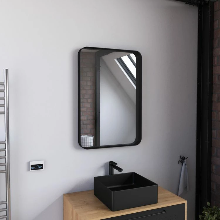Aurlane Miroir 80x45- Cadre En Aluminium Laque Noir Mat - UBY 1 Aurlane Miroir 80x45- Cadre En Aluminium Laque Noir Mat - UBY