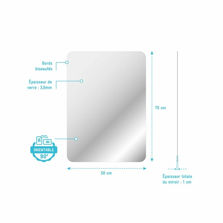 Aurlane Miroir Salle De Bain - 50x70cm - GO 4 Aurlane Miroir Salle De Bain - 50x70cm - GO – Image 4