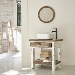 BOIS DESSUS BOIS DESSOUS Miroir En Pin Recyclé Massif Rond -Paris Prix boutique B2CD 2047