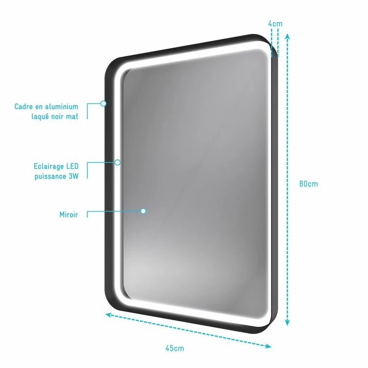 Aurlane Miroir 80x45 Avec LED - UBY LED 3 Aurlane Miroir 80x45 Avec LED - UBY LED – Image 3