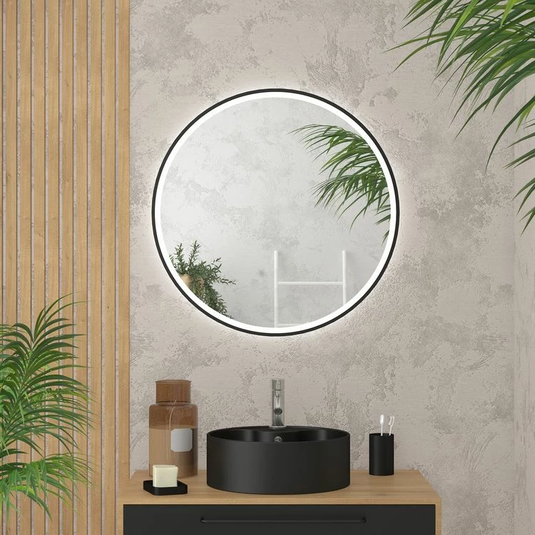 Aurlane Miroir Salle De Bain Avec Eclairage LED Et Contour Noir - Ø70cm - GO BLACK LED 1 Aurlane Miroir Salle De Bain Avec Eclairage LED Et Contour Noir - Ø70cm - GO BLACK LED