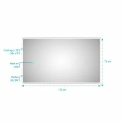 Aurlane Miroir Salle De Bain LED Rectangulaire Auto-éclairant 120x70cm - Ulysse LED 120 -Paris Prix boutique B2CD 2087