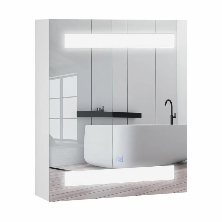 HOMCOM Miroir Lumineux LED Armoire Murale Design De Salle De Bain 2 En 1 Dim. 50L X 15l X 60H Cm MDF Blanc 1 HOMCOM Miroir Lumineux LED Armoire Murale Design De Salle De Bain 2 En 1 Dim. 50L X 15l X 60H Cm MDF Blanc