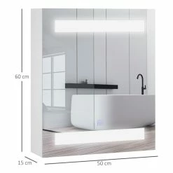 HOMCOM Miroir Lumineux LED Armoire Murale Design De Salle De Bain 2 En 1 Dim. 50L X 15l X 60H Cm MDF Blanc 8 HOMCOM Miroir Lumineux LED Armoire Murale Design De Salle De Bain 2 En 1 Dim. 50L X 15l X 60H Cm MDF Blanc -Paris Prix boutique B2CD 2105
