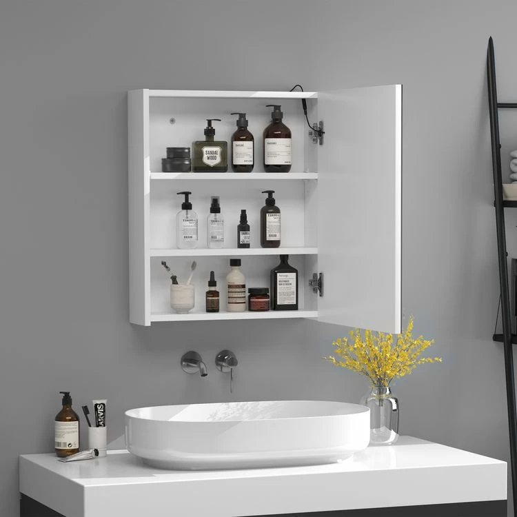HOMCOM Miroir Lumineux LED Armoire Murale Design De Salle De Bain 2 En 1 Dim. 50L X 15l X 60H Cm MDF Blanc 4 HOMCOM Miroir Lumineux LED Armoire Murale Design De Salle De Bain 2 En 1 Dim. 50L X 15l X 60H Cm MDF Blanc – Image 4